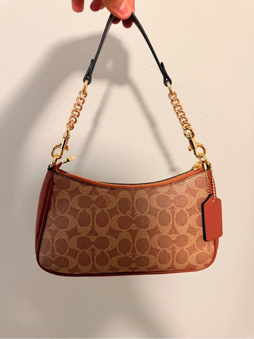 Coach Signature Monogram Shoulder Bag – Brown & Rust
